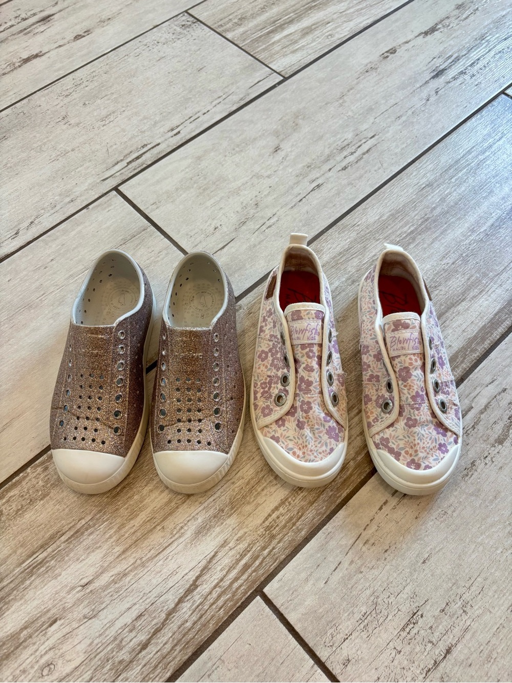 Kids size 13 Glitter Native Shoes & Blowfish Floral Slip-On Sneakers